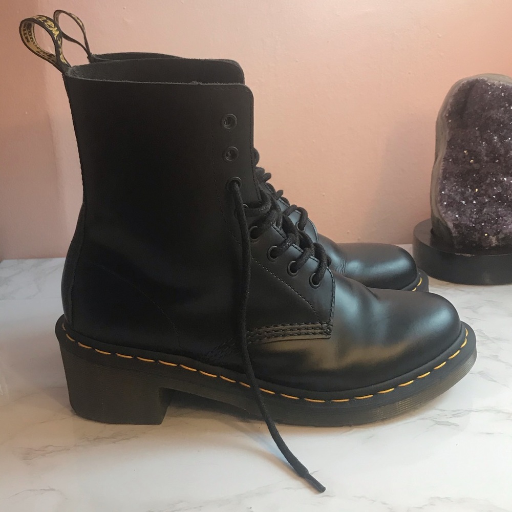 Dr. Martens Clemency Smooth Black Boots Wmns Sz 10